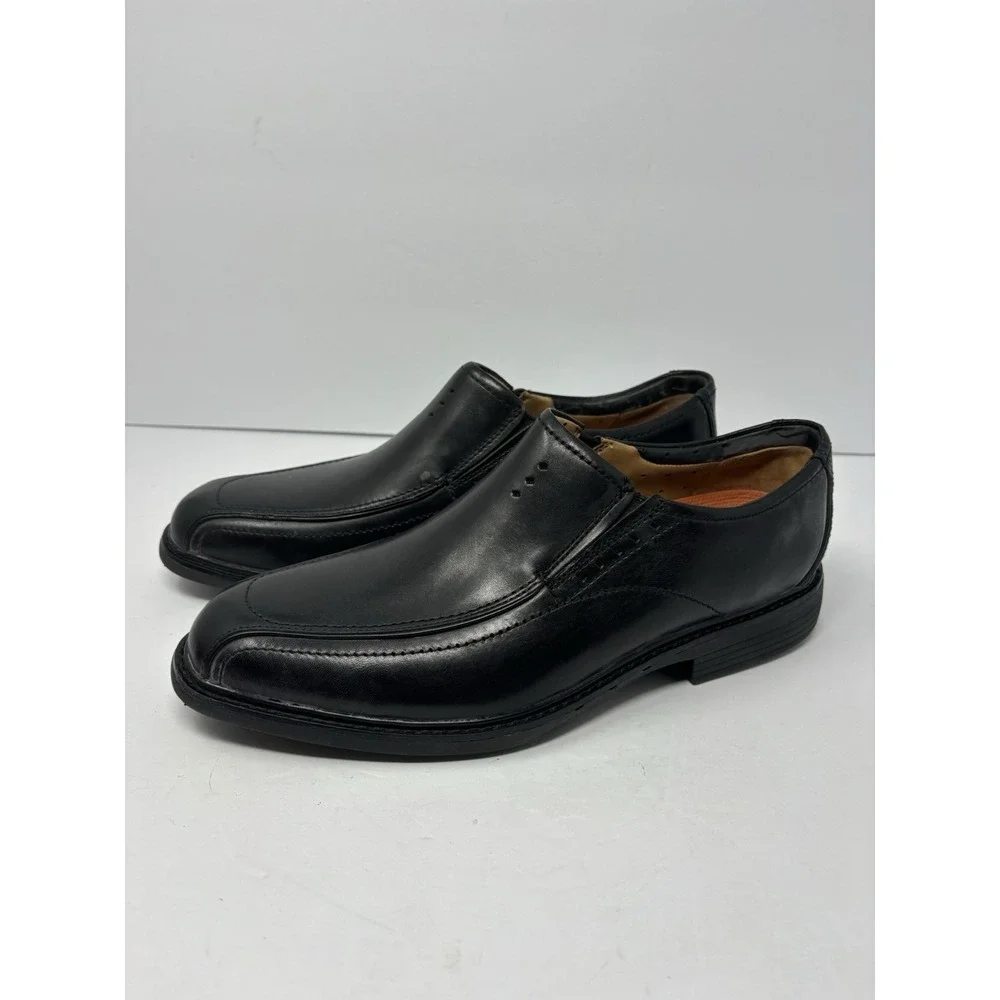 Clarks Unstructured Loafers Mens 9M Black Leather Square Toe Slip On 62156